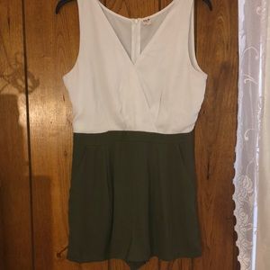Green and White Romper